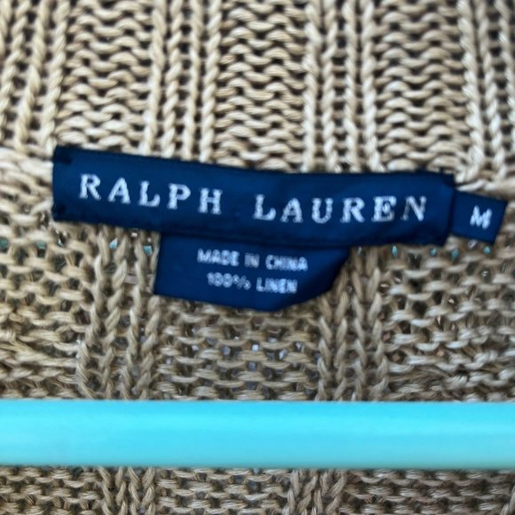 Ralph Lauren Blue Label 100% Linen & Suede Cardigan Sweater - Picture 4 of 4